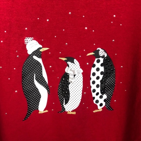Karen Scott Tops - CLEARANCE✨ Karen Scott Red Penguin Winter Top